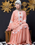 Dubai Bell Sleeve flowers around knee party Abaya Peach